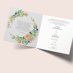 Esküvői meghívó, kinyitható, vintage, boho képeslap, Toszkán virágos - esküvő - meghívó & kártya - meghívó - Meska.hu
