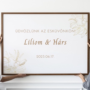 Liliom esküvői asztalszám menü- és itallap, háromszög asztali display - esküvő - meghívó & kártya - menü - Meska.hu