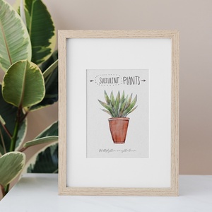 Succulent akvarell kép, vintage fali dekoráció - otthon & életmód - dekoráció - kép & falikép - poszter - Meska.hu