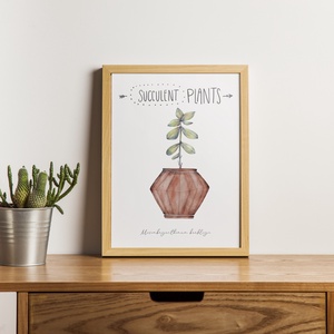 Succulent akvarell kép, vintage fali dekoráció - otthon & életmód - dekoráció - kép & falikép - poszter - Meska.hu