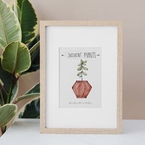 Succulent akvarell kép, vintage fali dekoráció - otthon & életmód - dekoráció - kép & falikép - poszter - Meska.hu
