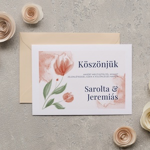 Tulipános, esküvői köszönő kártya, boho esküvő - esküvő - emlék & ajándék - köszönőajándék - Meska.hu