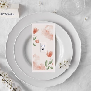 Tulipános esküvői asztalszám kártya, boho esküvő - esküvő - meghívó & kártya - ültetési rend - Meska.hu