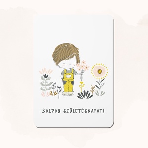 Születésnapi virágos képeslap, fiú virággal, boldog születésnapot - Meska.hu