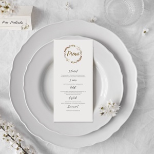 Júlia esküvői ültetőkártya, akvarell virágos bohém névjegykártya - esküvő - meghívó & kártya - ültetési rend - Meska.hu