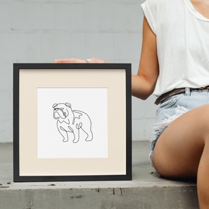 Bulldog kutya művészi kisállat kép, kutya portré, vonalrajz - otthon & életmód - dekoráció - kép & falikép - poszter - Meska.hu