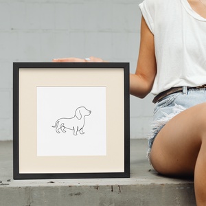 Tacskó kutya művészi kisállat kép, kutya portré, vonalrajz, Otthon & Életmód, Dekoráció, Kép & Falikép, Poszter, Fotó, grafika, rajz, illusztráció, Papírművészet, MESKA