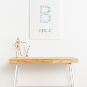 B betű, monogram, névnapi kép, gyerekszoba kép, babaszoba dekoráció, falikép, névre szóló - otthon & életmód - dekoráció - fali és függő dekoráció - betű & név - Meska.hu