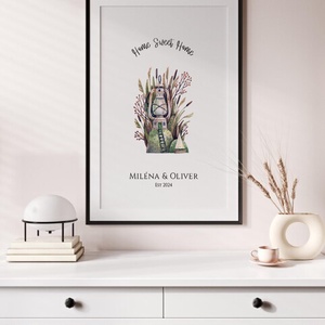 Személyre szóló házavató, lakásavató kép, nászajándék, névre szoló páros ajándék, home sweet home, évforduló - otthon & életmód - dekoráció - kép & falikép - poszter - Meska.hu