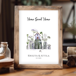 Személyre szóló házavató poszter, lakásavató kép, nászajándék, névre szoló páros, évfordulós ajándék, home sweet home - otthon & életmód - dekoráció - kép & falikép - poszter - Meska.hu