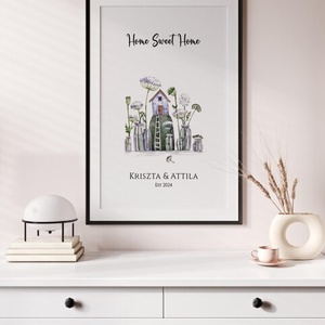 Személyre szóló házavató poszter, lakásavató kép, nászajándék, névre szoló páros, évfordulós ajándék, home sweet home - otthon & életmód - dekoráció - kép & falikép - poszter - Meska.hu