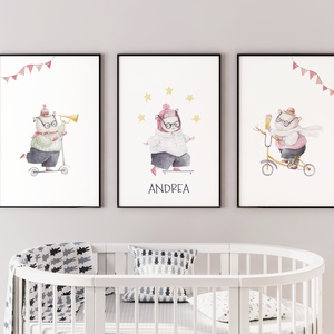Babaszoba falikép, rollező Teddy Bear mackós poszter, egyedi névre szoló állatos kép szett, 3 db, Otthon & Életmód, Babaszoba, gyerekszoba, Babaszoba kép, Fotó, grafika, rajz, illusztráció, MESKA