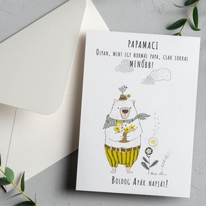 Papamaci Apák napi képeslap, vicces apák napja ajándék nagypapának, papának, nagyszülőnek, képeslap apukáknak - otthon & életmód - papír, írószer - ajándékozás kellékei - képeslap, üdvözlőlap - Meska.hu