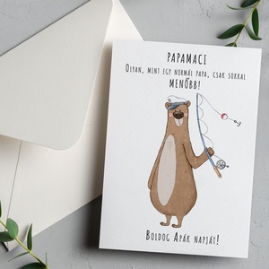 Papamaci Apák napi képeslap, vicces Apák napja ajándék nagypapának, papának, nagyszülőnek, képeslap apukáknak - otthon & életmód - papír, írószer - ajándékozás kellékei - képeslap, üdvözlőlap - Meska.hu