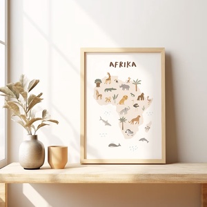Szafari állatos kép, Afrika állatai poszter, gyerekszoba falikép - Meska.hu