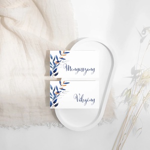 Indigókék esküvői ültetőkártya, névjegy - esküvő - meghívó & kártya - ültetési rend - Meska.hu