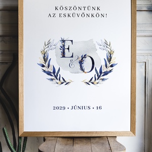 Indigókék ültetési rend, poszter, esküvői tábla - esküvő - dekoráció - tábla & jelzés - Meska.hu