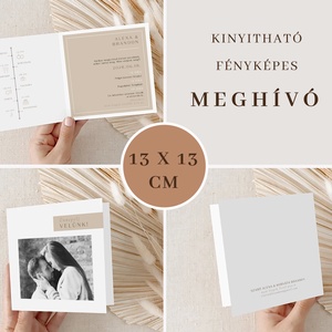 Taupe esküvői meghívó, kinyitható, idővonalas, fényképes  - esküvő - meghívó & kártya - meghívó - Meska.hu