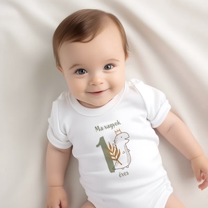 Ma vagyok 1 éves, dinós baba body - ruha & divat - babaruha & gyerekruha - body - Meska.hu