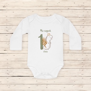 Ma vagyok 1 éves, dinós baba body - ruha & divat - babaruha & gyerekruha - body - Meska.hu