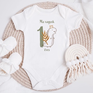 Ma vagyok 1 éves, dinós baba body, Ruha & Divat, Babaruha & Gyerekruha, Body, Fotó, grafika, rajz, illusztráció, MESKA