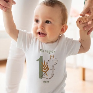Ma vagyok 1 éves, dinós baba body - ruha & divat - babaruha & gyerekruha - body - Meska.hu