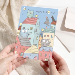 Happy bird'day születésnapi képeslap, vicces ajándékkísérő, Otthon & Életmód, Papír, írószer, Ajándékkísérő, Ajándékozás kellékei, Fotó, grafika, rajz, illusztráció, Papírművészet, MESKA