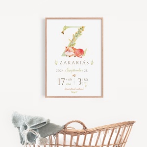 Megérkeztem baba poszter, megszülettem betű poszter, monogram, rókás - otthon & életmód - dekoráció - fali és függő dekoráció - betű & név - Meska.hu