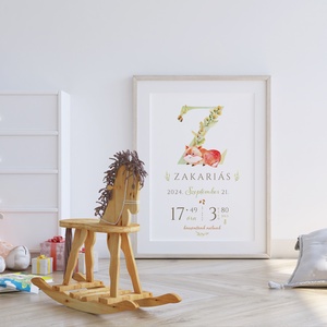 Megérkeztem baba poszter, megszülettem betű poszter, monogram, rókás - otthon & életmód - dekoráció - fali és függő dekoráció - betű & név - Meska.hu