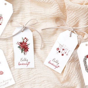 Ornament karácsonyi ajándékkísérő, ajándékátadó kártya 5 db - karácsony - karácsonyi ajándékozás - karácsonyi képeslap, üdvözlőlap, ajándékkísérő - Meska.hu