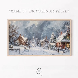Téli festmény, karácsonyi dekoráció, Samsung The Frame TV kép, digitális, Karácsony, Karácsonyi lakásdekoráció, Karácsonyi lakásdíszek, Fotó, grafika, rajz, illusztráció, MESKA