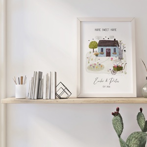 Személyre szóló házavató poszter, lakásavató kép, nászajándék, névre szoló páros, évfordulós ajándék, home sweet home - otthon & életmód - dekoráció - kép & falikép - poszter - Meska.hu