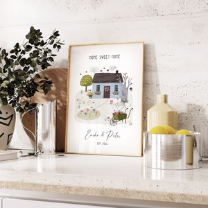 Személyre szóló házavató poszter, lakásavató kép, nászajándék, névre szoló páros, évfordulós ajándék, home sweet home - otthon & életmód - dekoráció - kép & falikép - poszter - Meska.hu