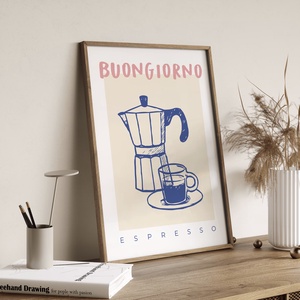 Moka Pot eszpresszó poszter, kávéföző konyhai fali dekoráció - otthon & életmód - dekoráció - kép & falikép - poszter - Meska.hu