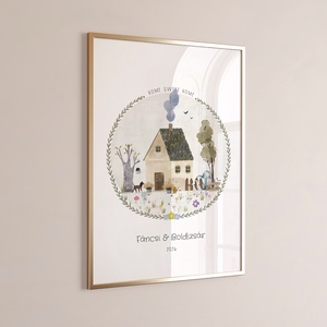 Személyre szóló házavató, lakásavató kép, nászajándék, évfordulós, páros ajándék, home sweet home poszter - otthon & életmód - dekoráció - kép & falikép - poszter - Meska.hu