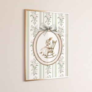 Nyuszi illusztrációs kép, vintage poszter, húsvéti falikép szett 3 db - baba - mama - babaszoba-dekoráció - babaszoba kép - Meska.hu