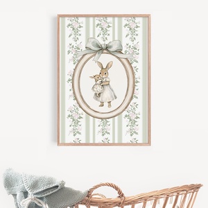 Nyuszi illusztrációs kép, vintage poszter, húsvéti falikép szett 3 db - baba - mama - babaszoba-dekoráció - babaszoba kép - Meska.hu