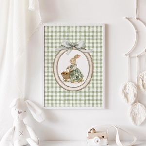 Nyuszi illusztrációs kép, vintage poszter, húsvéti falikép szett 3 db - baba - mama - babaszoba dekoráció - babaszoba kép - Meska.hu