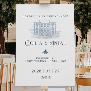 Castle esküvői üdvözlő tábla, vendégköszöntő, vendégváró poszter, Esküvő, Dekoráció, Tábla & Jelzés, Fotó, grafika, rajz, illusztráció, Papírművészet, MESKA