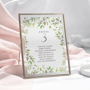 Olíva ültetési rend, asztalszám, greenery esküvői kártya szett 9 db, Esküvő, Meghívó & Kártya, Ültetési rend, Fotó, grafika, rajz, illusztráció, Papírművészet, MESKA
