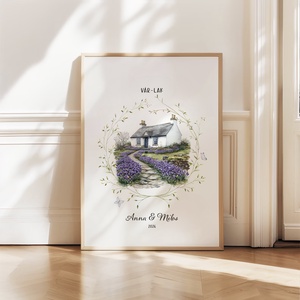 Személyre szóló házavató poszter, lakásavató kép, nászajándék, névre szoló páros, évfordulós ajándék, home sweet home - Meska.hu