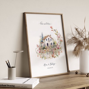 Személyre szóló házavató, lakásavató kép, nászajándék, évfordulós, páros ajándék, home sweet home poszter - otthon & életmód - dekoráció - kép & falikép - poszter - Meska.hu