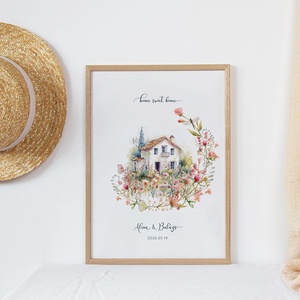 Személyre szóló házavató, lakásavató kép, nászajándék, évfordulós, páros ajándék, home sweet home poszter - otthon & életmód - dekoráció - kép & falikép - poszter - Meska.hu
