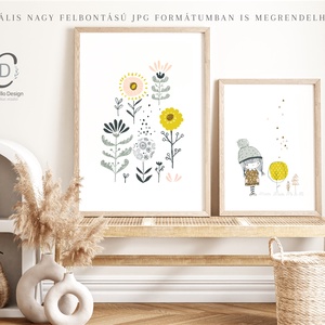 Kislány lufival falikép, skandináv poszter, gyerekszoba falikép szett 3 db - otthon & életmód - babaszoba, gyerekszoba - babaszoba kép - Meska.hu