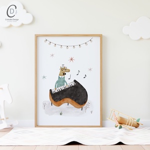 Erdei party gyerekszoba, óvodai poszter, jazz band falikép szett 3 db  - otthon & életmód - babaszoba, gyerekszoba - babaszoba dekoráció - Meska.hu