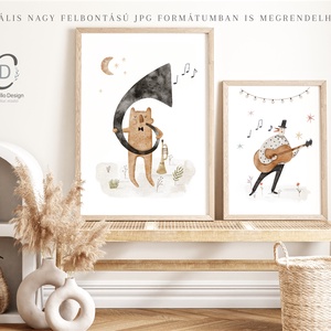 Erdei party gyerekszoba, óvodai poszter, jazz band falikép szett 3 db  - otthon & életmód - babaszoba, gyerekszoba - babaszoba dekoráció - Meska.hu