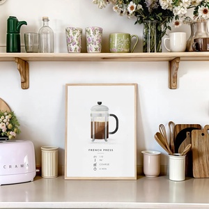 French press poszter, konyhai fali dekoráció,  kávéfőző kép - otthon & életmód - dekoráció - kép & falikép - poszter - Meska.hu