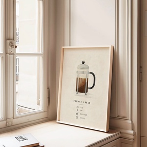 French press poszter, konyhai fali dekoráció,  kávéfőző kép - otthon & életmód - dekoráció - kép & falikép - poszter - Meska.hu