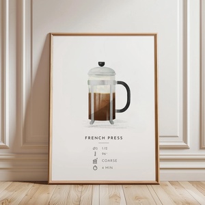 French press poszter, konyhai fali dekoráció,  kávéfőző kép, Otthon & Életmód, Dekoráció, Kép & Falikép, Poszter, Fotó, grafika, rajz, illusztráció, Papírművészet, MESKA