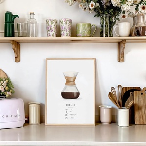Chemex poszter, konyhai fali dekoráció,  kávéfőző kép - otthon & életmód - dekoráció - kép & falikép - poszter - Meska.hu